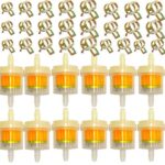 12 Pièces Filtre à Essence, Moto Carburant Filtre, Avec 25 Pièces Avec Clips de Tuyau, Accessoires Filtration en Ligne Universelle, pour Scooters de Moto, Tondeuses à Gazon pour Moteur De VTT