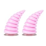 2 Pièces Cornes de Casque de Moto, MoreChioce Universel Cornes de Casque de Moto avec Ventouse Casque Décoration Accessoires pour Vélo Voiture Électrique et Aux Têtes de Moto,Rose