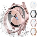 [4+4pièces] wlooo Samsung Galaxy Watch 4 Coque + Verre Trempé Film 40mm 44mm, 4 Protection Écran et 4 Dur PC Bumper Étui de Protecteur Case Antichoc Housse Cover pour Galaxy Watch4 (40mm)