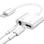 AZOWYU Adaptateur Casque pour iPhone 【Certifié MF 】 2 en 1 Lightning vers Jack 3,5 mm Prise Casque Adaptateur câble AUX câble de Charge Compatible avec iPhone 13/12/11/XS/XR/8/7