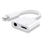 Adaptateur Casque pour iPhone, 2 en 1 [Certifié Apple MFI] Adaptateur de Casque Lightning vers 3,5 mm Compatible iPhone 14 Pro/14/13/12/SE/11/X/8/7, Prise en Charge + Contrôle de la Musique + Audio