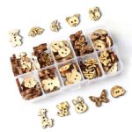 Anyasen 100 Pièces Boutons en Bois Fait à la Main Bouton en Bois avec 10 Styles de Forme Animale Boutons Bois pour Mercerie Album Scrapbooking Bricolage Couture Artisanat Décoratif