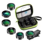 Apexel 6 en 1 Ensemble d'objectif,Objectif très Grand Angle 205 °,140 ° Grand et Objectif Macro 25x, Filtre étoile,CPL/ND pour iPhone Samsung et la Plupart des téléphones intelligents