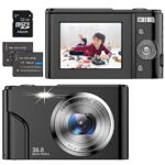 Appareil Photo Numérique,1080P HD Compact Camera 2,4 Pouces LCD Rechargeable 36 MP Zoom Numérique 16X avec Carte SD 32G,Cadeau pour Adulte/Seniors/Enfants
