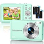 Appareil Photo Numérique Compact 1080P HD 44MP, Appareil Photo Enfant,Rechargeables Appareil Photo Numériques avec 16X Digital Zoom pour Enfant, Adolescent, Étudiant, Adulte, Débutant (Vert)