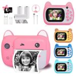 Appareil photo numérique instantané pour enfants avec écran LCD de 6,1 cm - zoom 6x - Double objectif et enregistreur vidéo 1080p - Cadeau pour garçons et filles (rose