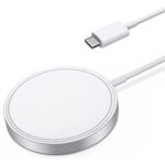 Apple MagSafe,iPhone Rapide Chargeur magnétique 15W,Certifié MFI sans Fil Compatible avec iPhone 14/14 Plus/14 Pro/14 Pro Max/13 Series,12 Series,AirPods Pro 2 -Silver