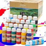 Artecho Peinture Acrylique 24×59 ml, Peintures pour Artiste, pour Papier, Roche, Bois, céramique, Tissu.