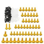 Aublinto 158 PièCes Vis De Carrosserie éCrous Accessoires Pour Moto,Boulons De CaréNages En Alliage D'Aluminium Kit De Boulons De Corps De CaréNage De Moto Vis De CaréNage De Moto,Or
