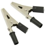 AЕRZETIX - C66060 - Lot de 2 Pinces/fiches crocodiles pour fiche banane - couleur: noir (négatif) - multimètre voiture dépannage assistance batterie auto-moto véhicule sonde câble