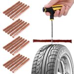 BAOSROY Kit Réparation Pneu,20 Mèches Réparation Pneu,Bandes de Réparation,Kit Réparation Pneu Voiture,Kit Réparation Pneu Tubeless, Bandes de Réparation de Pneu,pour Voiture,Camionnette,Moto,Brun