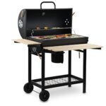 BBQ-Toro Chariot de barbecue au charbon de bois | Ø 42 x (L) 80 cm | Fumoir, Smoker premium mobile, grille de barbecue avec couvercle, grille chauffante, plateaux à bois