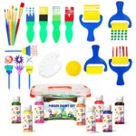 BLOT Peinture au Doigt Lavable pour Enfant Non Toxique Kit de Peinture Doigt avec Éponge Pinceaux Portatif d'apprentissage Précoce pour Maternelle Dessin Artisanat Cadeaux