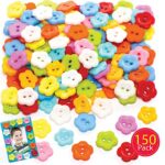 Baker Ross Boutons en forme de fleurs colorés (Lot de 150) - Décorations et loisirs créatifs de Printemps pour enfants
