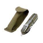 Beikalone Vaisselle pliante en acier inoxydable pour camping en plein air - Outil multifonction 7-en-1, amovible