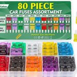 Bolatus 80 Pcs Fusible Voiture Standard et Mini Jeu de Fusibles Auto Mixte 2A 3A 5A 7.5A 10A 15A 20A 25A 30A 35A 40A avec Extracteur, Fusibles Plats pour Auto Moto Truck RV Camion