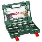 Bosch 91 pièces Jeu de forets et d'embouts en titane V-Line (pour le bois, la pierre et le métal, y compris tournevis à cliquet et tige magnétique, accessoires outils de perçage et de vissage)