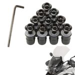 Boulons et Vis du Pare-Brise de Moto,M5x16mm Universel Boulons et Vis du Pare-Brise de Moto,10 Pièces Vis de Pare-Brise de Moto,Fixation De Pare-Brise De Moto,Moto Pare-Brise Kit Boulons (Noir)