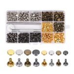 Boutons Pression en Métal, Vêtements Pression Cuivre, Tubulaire Rivet, 240 Pièces Rivets en Cuir, Double Rivet, Pour Sac en Tissu, Vêtements, Portefeuille en Cuir, Craft DIY, 4 Couleurs