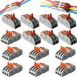 CESFONJER Bornes de Connexion Automatique, Rapide Connecteur de fil de Câble et Ecrou à levier, Assortiment de Conducteurs Connecteurs de fils Compacts (SPL-2/7 Pièces, SPL-3/7 Pièces)