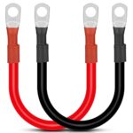 Câbles de Batterie de Voiture, EEEKit 2Pcs 4AWG 21.2mm² 15cm Câbles de Batterie de Voiture, Câbles de Batterie Auto 12V 24V pour Solaire, Camion, Moto, RV, Banques de Batterie Marine