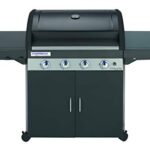Campingaz Barbecue à gaz Class 4 LD Plus, 4 brûleurs, Puissance 12.8kW,Système de nettoyage facile InstaClean, grille et plancha en fonte double émaillage, 2 tablettes latérales