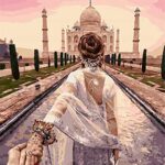 CaptainCrafts Peinture par numéros Adultes Débutants fond de fille main dans la main DIY Peinture à l'huile Cadeau Arts Artisanat 16x20 pouces (A, Sans cadre)