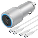 Chargeur Voiture Double USB C 30W+20W avec Cable pour Samsung Galaxy S23/S23 Plus/S23 Ultra/S22 S21 S20 FE 5G,A54 A34 A53 A23 A33 A52S,Xiaomi Redmi Note 10 11 Pro,Rapide Adaptateur Prise Allume Cigare