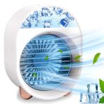 Climatiseur Portable, Refroidisseur D'air Personnel, Mini Refroidisseur D'air Portable Ventilateur de Climatisation Personnel Portable Refroidisseur Mobile 3 Vitesses (White)