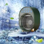 Climatiseur mobile - Mini ventilateur - 4 en 1 - Climatisation USB - Avec refroidissement à eau - Humidificateur d'air portable - 3 vitesses - Pour la maison, le bureau - Vert