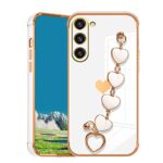 Compatible avec Coque Samsung S23 Plus 5G avec Cordon Bracelet, Samsung Galaxy S23 Plus Case Silicone Antichoc Housse Souple Anti-Rayures Personnalisé l'amour Accessoire (Blanc)