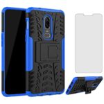 Coque de téléphone pour Oneplus 6 avec protection d'écran en verre trempé et support béquille rigide robuste Accessoires hybrides résistants aux chocs Oneplus6 A6000 A6003 One Plus6 1 Plus 1plus Six