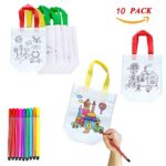 DIY Sac de Peinture des Enfants, 10 Pcs Sacs à Main à Colorier, Sac Non tissé Peinture, Sac a Colorier, Sacs à Colorier Doodle pour des Cadeaux de fête d'anniversaire, des écoles, des Arts