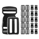 DOJA Barcelona | Boucle Sac à Dos 32mm | Pack 10 Boucle Clip+10 Boucle Double Entree | Largeur Interieure 32mm | Fermoir Plastique | Attache Sac | pour Sangle Couture, Attache Rapide Sangle Sac a Dos