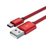 EVOMIND Câble USB Type C 1M Charge Rapide 3A Cordon Chargeur USB C Nylon Tressé pour Samsung Galaxy S23 S22 S21 S20 A13 A53, Xiaomi Redmi Note 12 11 Pro 10 9, Manette PS5 Xbox Series X S – 1M Rouge