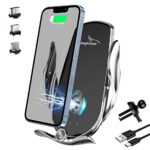 EagleSoar 15W Chargeur sans Fil Rapide Voiture, Auto Clamping Car Phone Adjustable Orientation Air Vent Mount pour iPhone 13/12