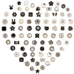 Ezydka 80 Pcs Épinglette, 80 Styles Boutons de Couture, Boutons de Broche de Chemise Femme, Bouton de Couverture, Broche de Sécurité Réglable, Boutons de Sécurité sans Couture pour Robe DIY Décoration
