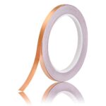 FEPITO Feuille de Cuivre Bande (0.24inch x 66ft) pour Guitare et EMI Shielding, répulsifs Slug, Vitrail, Artisanat, réparation électrique, Mise à la Terre-adhésif conducteur