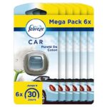 Febreze Désodorisant Voiture, Mega Pack de 6, Pureté de Coton, Parfum Voiture, Sent Bon Fraîcheur pure Élimination Des Odeurs Persistantes