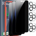 Ferilinso [3+3Pièces] Protection Verre Trempé pour iPhone 14 Pro Max Ecran Anti Espion Accessoire 3 Pièces Vitre Protection 3 Pièces Protection Camera Objectif Arriere appareil Photo 6,7 Pouces