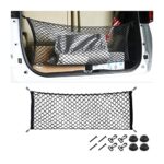 Filet de Rangement en Nylon, Filet de Rangement Extensible pour Le Coffre de la Voiture, Filet de Rangement Universel pour la Plupart des Voitures, VéHicules, Suvs avec 4 Crochets (110 X 40cm)