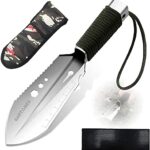 GUPTOMES Pelle de Camping, 8 en 1Pelle de Survie Multifonction Mini Portable Pelle de Militaire Pelle Tactique pour Couper Branches, Camping, Bivouac, Survie, Randonnée et Jardinage (Argent)