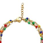 Génériquebracelet chaine fine acier inoxydable doré avec mini perles email multicolores- cadeau femme fille - bracelet de plage - bracelet cheville - taille de votre choix - bijoux faits mains - multi rangs