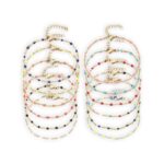 Génériquebracelet fine chaine doré acier inoxydable avec mini perles email - cadeau femme fille - bracelet de plage - bracelet cheville - taille de votre choix - bijoux faits mains - 10 couleurs au choix