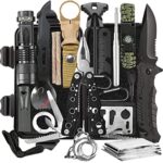 Graxury 14 en 1 Trousse de Survie Trousse de Survie Polyvalente Trousse de Premiers Soins pour Les Sports de Plein Air, Le Camping, l'alpinisme, Les Pierres Ignifuges