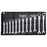 HASKYY clés à cliquet articulées I Clé à cliquet à bout libre 8 à 19 mm I kit d’outillage 12 pièces