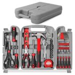 Hi-Spec Mallette à Outils Rouge Complète - Boite à Outils Complete avec Ensemble d’Outils - Marteau, Ciseaux, Tournevis, Clés Allen - Kit d'Outils pour Bricolage Domestique et Professionnel