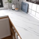 HotDecor Papier Peint Adhesif Marbre pour Meuble Rouleau Adhesif Decoratif Marbre Blanc Revetement Adhesif Meuble pour Plan de Travail Papier Peint Cuisine Salle de Bain Autocollant Meuble 60 X 300cm