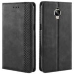 HualuBro Coque OnePlus 3T, Coque OnePlus 3, Etui Housse à Rabat en Retro PU Cuir Flip Leather Case Cover Antichoc Portefeuille Protection Stand Coque pour One Plus 3 / OnePlus 3T (Noir)
