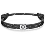 J.EndéarBracelet Etoile de David Hexagramme Argent 925 | Bracelet nautique en paracorde fait à la main | Femmes Hommes Couple Surfeur Bracelet Kabbale Protection Cadeau Chanceux